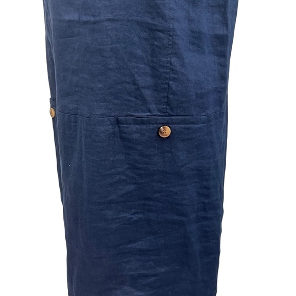 J. McLaughlin Weezie Navy Blue 100% Linen Sleeveless Dress SZ Medium $198 NWT - Picture 4 of 10